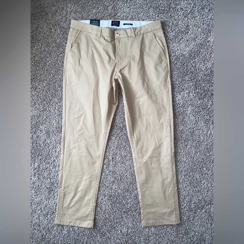 Ben Sherman Men's Size 38x32 Slim Fit Stretch Tan Casual Khaki Sand Chino Pants